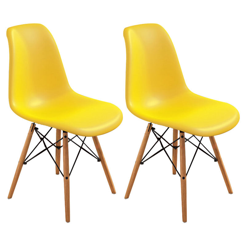 Contemporary Modern Wood Indoor-Outdoor Side Chair Solid Back Chair Yellow Set of 2 Clearhalo ' kitchen&dining_furn' 'Dining Chairs' 'Dining Tables & Seating' 'dining_chair' 'Furniture' 'furniture_dining_chair' 'Kitchen & Dining Furniture' 'kitchen' 4457868