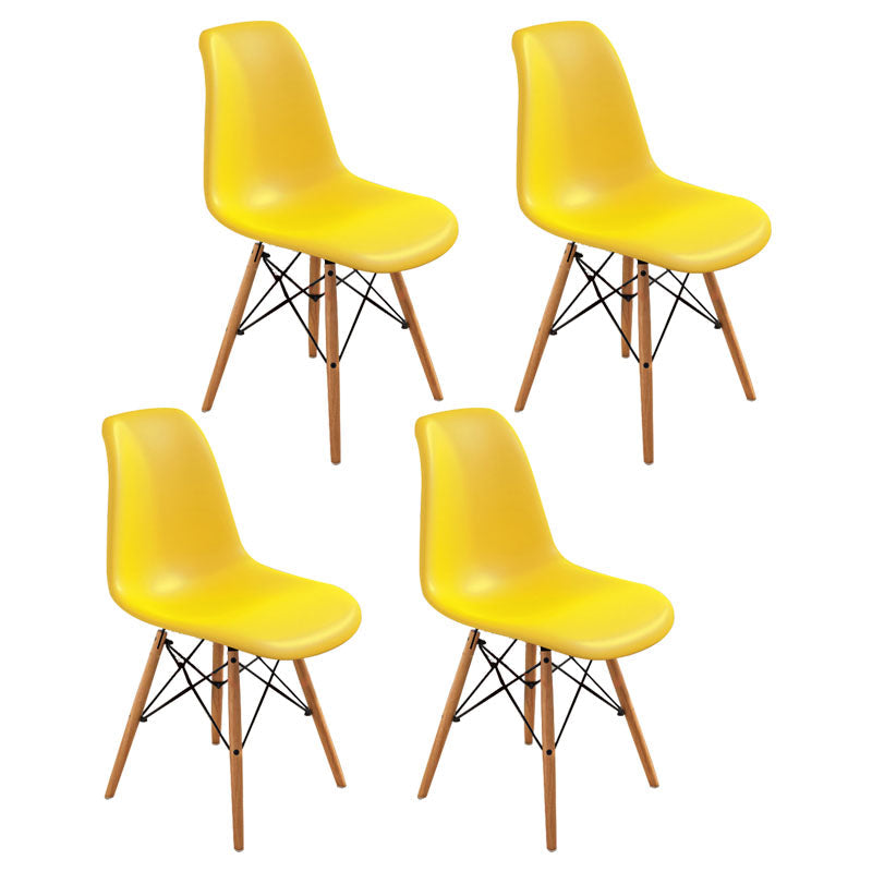 Contemporary Modern Wood Indoor-Outdoor Side Chair Solid Back Chair Yellow Set of 4 Clearhalo ' kitchen&dining_furn' 'Dining Chairs' 'Dining Tables & Seating' 'dining_chair' 'Furniture' 'furniture_dining_chair' 'Kitchen & Dining Furniture' 'kitchen' 4457869