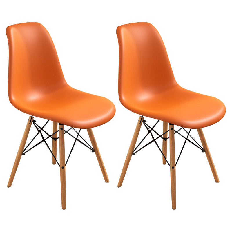 Contemporary Modern Wood Indoor-Outdoor Side Chair Solid Back Chair Orange Set of 2 Clearhalo ' kitchen&dining_furn' 'Dining Chairs' 'Dining Tables & Seating' 'dining_chair' 'Furniture' 'furniture_dining_chair' 'Kitchen & Dining Furniture' 'kitchen' 4457874