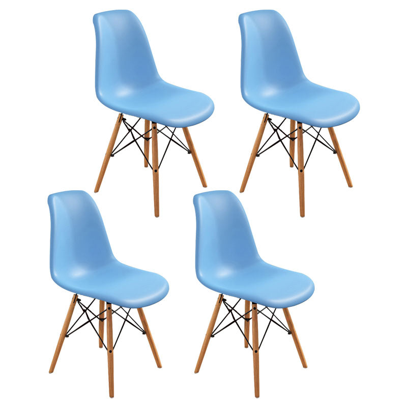 Contemporary Modern Wood Indoor-Outdoor Side Chair Solid Back Chair Blue Set of 4 Clearhalo ' kitchen&dining_furn' 'Dining Chairs' 'Dining Tables & Seating' 'dining_chair' 'Furniture' 'furniture_dining_chair' 'Kitchen & Dining Furniture' 'kitchen' 4457878