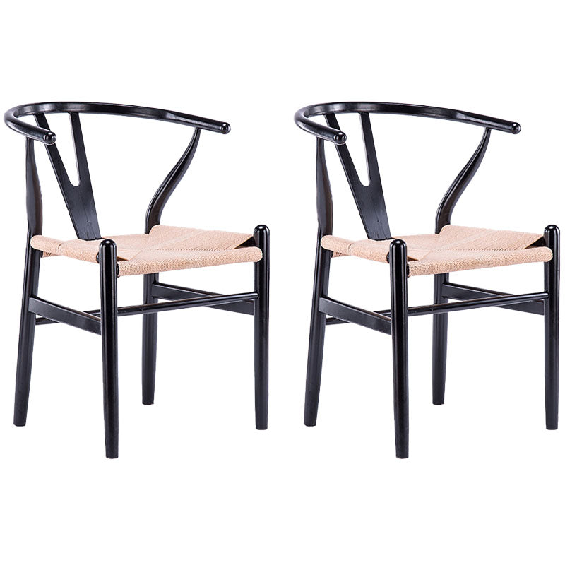 Contemporary Upholstered Home Arm Chair Wishbone Natural Dining Chair Black White 2 Piece Set Clearhalo ' kitchen&dining_furn' 'Dining Chairs' 'Dining Tables & Seating' 'dining_chair' 'furn' 'furn_dining_chair' 'Furniture' 'furniture_dining_chair' 'Kitchen & Dining Furniture' 'kitchen' 4457906