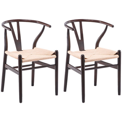 Contemporary Upholstered Home Arm Chair Wishbone Natural Dining Chair Dark Brown 2 Piece Set Clearhalo ' kitchen&dining_furn' 'Dining Chairs' 'Dining Tables & Seating' 'dining_chair' 'furn' 'furn_dining_chair' 'Furniture' 'furniture_dining_chair' 'Kitchen & Dining Furniture' 'kitchen' 4457910
