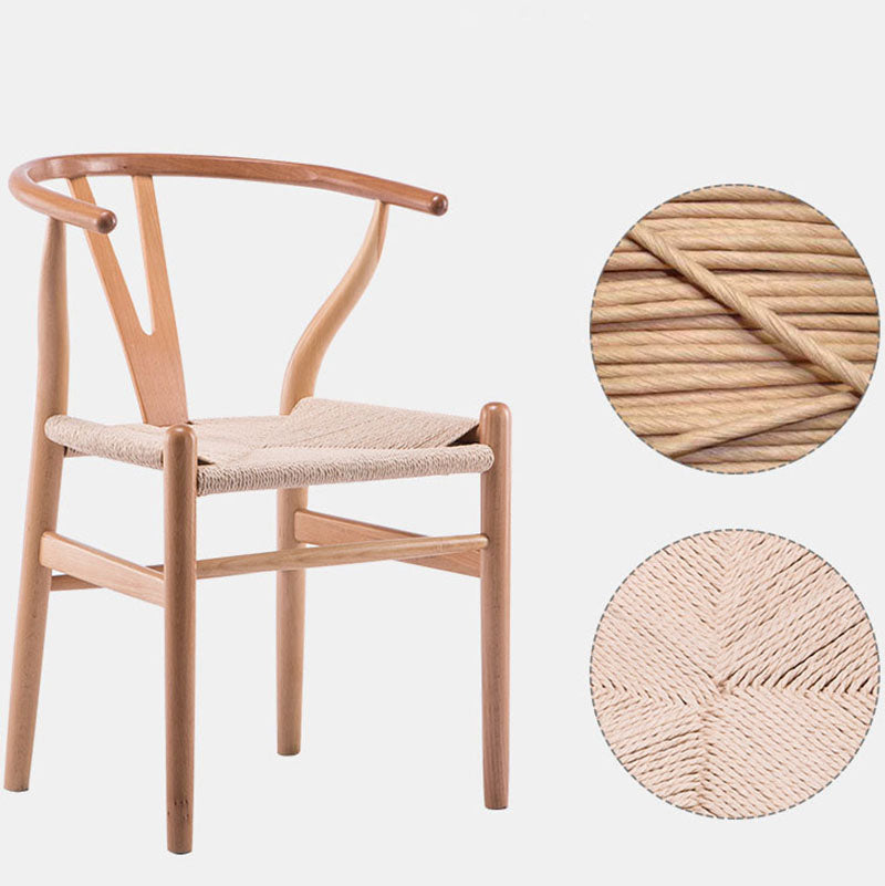 Contemporary Upholstered Home Arm Chair Wishbone Natural Dining Chair Clearhalo ' kitchen&dining_furn' 'Dining Chairs' 'Dining Tables & Seating' 'dining_chair' 'furn' 'furn_dining_chair' 'Furniture' 'furniture_dining_chair' 'Kitchen & Dining Furniture' 'kitchen' 4457913