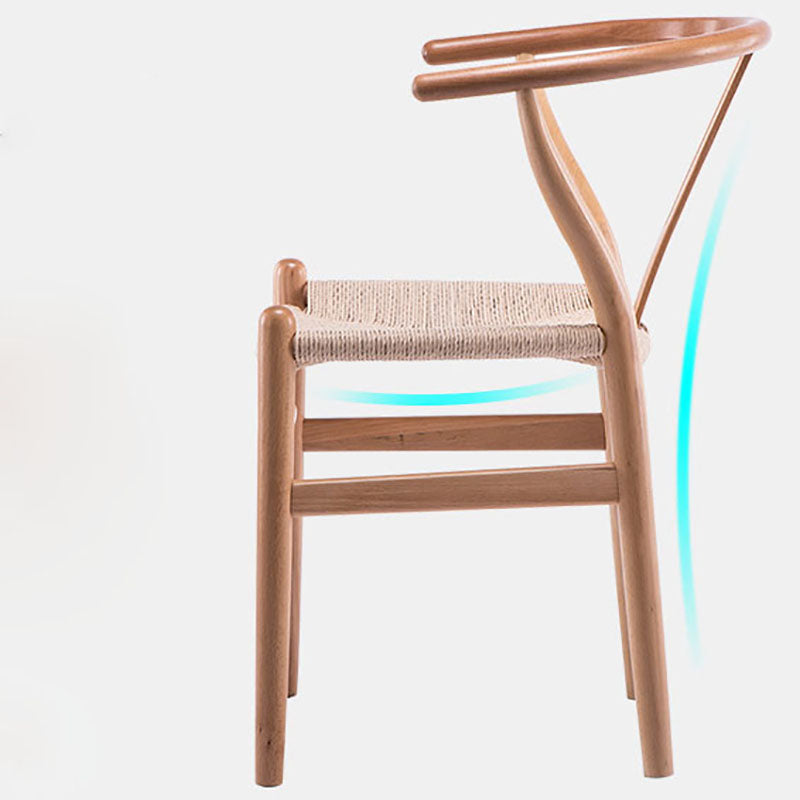 Contemporary Upholstered Home Arm Chair Wishbone Natural Dining Chair Clearhalo ' kitchen&dining_furn' 'Dining Chairs' 'Dining Tables & Seating' 'dining_chair' 'furn' 'furn_dining_chair' 'Furniture' 'furniture_dining_chair' 'Kitchen & Dining Furniture' 'kitchen' 4457915