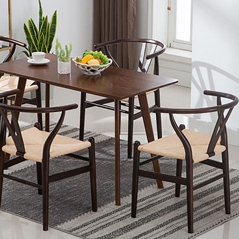 Contemporary Upholstered Home Arm Chair Wishbone Natural Dining Chair Clearhalo ' kitchen&dining_furn' 'Dining Chairs' 'Dining Tables & Seating' 'dining_chair' 'furn' 'furn_dining_chair' 'Furniture' 'furniture_dining_chair' 'Kitchen & Dining Furniture' 'kitchen' 4457921