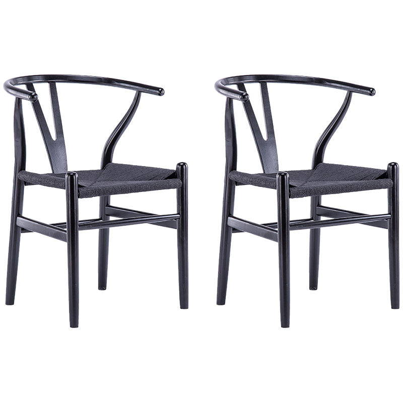 Contemporary Upholstered Home Arm Chair Wishbone Natural Dining Chair Black 2 Piece Set Clearhalo ' kitchen&dining_furn' 'Dining Chairs' 'Dining Tables & Seating' 'dining_chair' 'furn' 'furn_dining_chair' 'Furniture' 'furniture_dining_chair' 'Kitchen & Dining Furniture' 'kitchen' 4457923