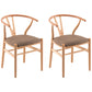 Contemporary Upholstered Home Arm Chair Wishbone Natural Dining Chair Natural Wood Khaki 2 Piece Set Clearhalo ' kitchen&dining_furn' 'Dining Chairs' 'Dining Tables & Seating' 'dining_chair' 'furn' 'furn_dining_chair' 'Furniture' 'furniture_dining_chair' 'Kitchen & Dining Furniture' 'kitchen' 4457926