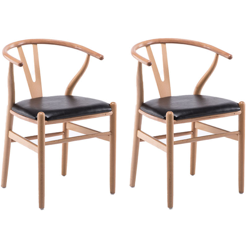 Contemporary Upholstered Home Arm Chair Wishbone Natural Dining Chair Natural Wood Black 2 Piece Set Clearhalo ' kitchen&dining_furn' 'Dining Chairs' 'Dining Tables & Seating' 'dining_chair' 'furn' 'furn_dining_chair' 'Furniture' 'furniture_dining_chair' 'Kitchen & Dining Furniture' 'kitchen' 4457927