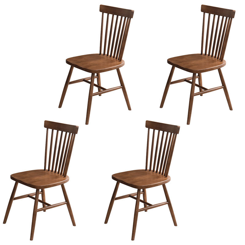 Scandinavian Wood Indoor-Outdoor Room Chair Windsor Back Side Chair Walnut Set of 4 Clearhalo ' kitchen&dining_furn' 'Dining Chairs' 'Dining Tables & Seating' 'dining_chair' 'Furniture' 'furniture_dining_chair' 'Kitchen & Dining Furniture' 'kitchen' 4457957