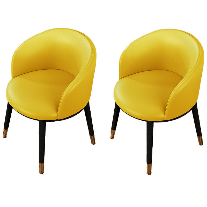Contemporary Leather Home Arm Chair Solid Back Matte Finish Dining Chair Yellow 2 Piece Set Clearhalo ' kitchen&dining_furn' 'Dining Chairs' 'Dining Tables & Seating' 'dining_chair' 'furn' 'furn_dining_chair' 'Furniture' 'furniture_dining_chair' 'Kitchen & Dining Furniture' 'kitchen' 4457961