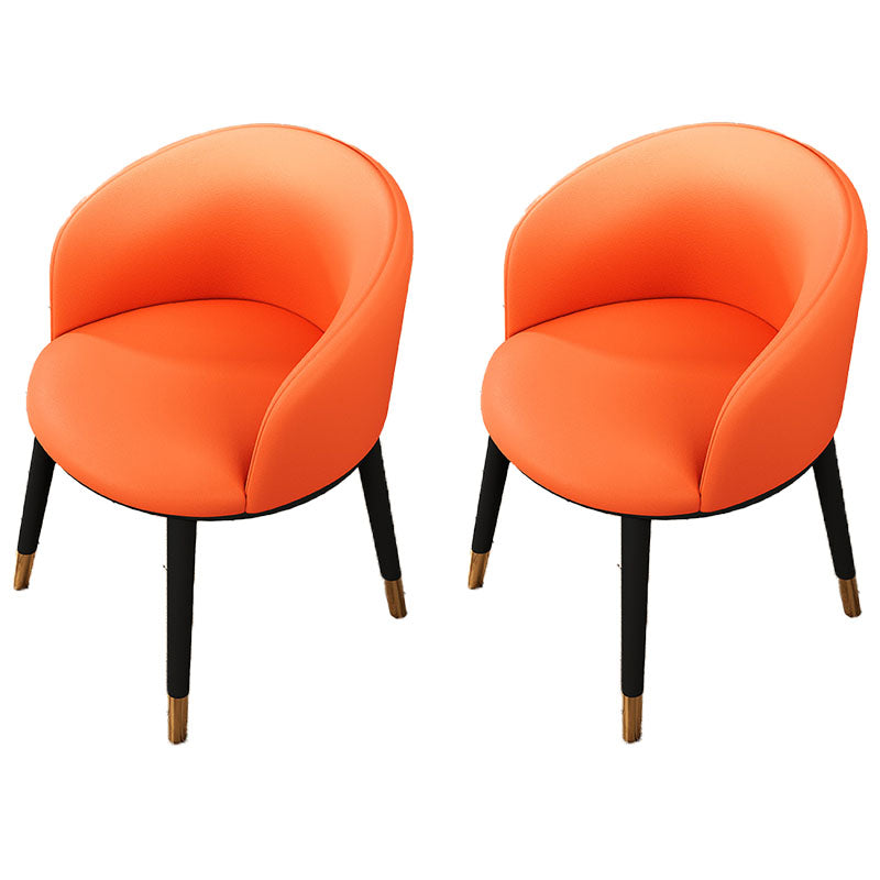 Contemporary Leather Home Arm Chair Solid Back Matte Finish Dining Chair Orange 2 Piece Set Clearhalo ' kitchen&dining_furn' 'Dining Chairs' 'Dining Tables & Seating' 'dining_chair' 'furn' 'furn_dining_chair' 'Furniture' 'furniture_dining_chair' 'Kitchen & Dining Furniture' 'kitchen' 4457962