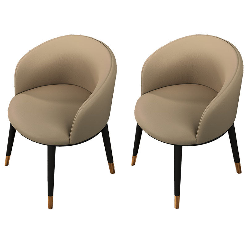 Contemporary Leather Home Arm Chair Solid Back Matte Finish Dining Chair Khaki 2 Piece Set Clearhalo ' kitchen&dining_furn' 'Dining Chairs' 'Dining Tables & Seating' 'dining_chair' 'furn' 'furn_dining_chair' 'Furniture' 'furniture_dining_chair' 'Kitchen & Dining Furniture' 'kitchen' 4457964