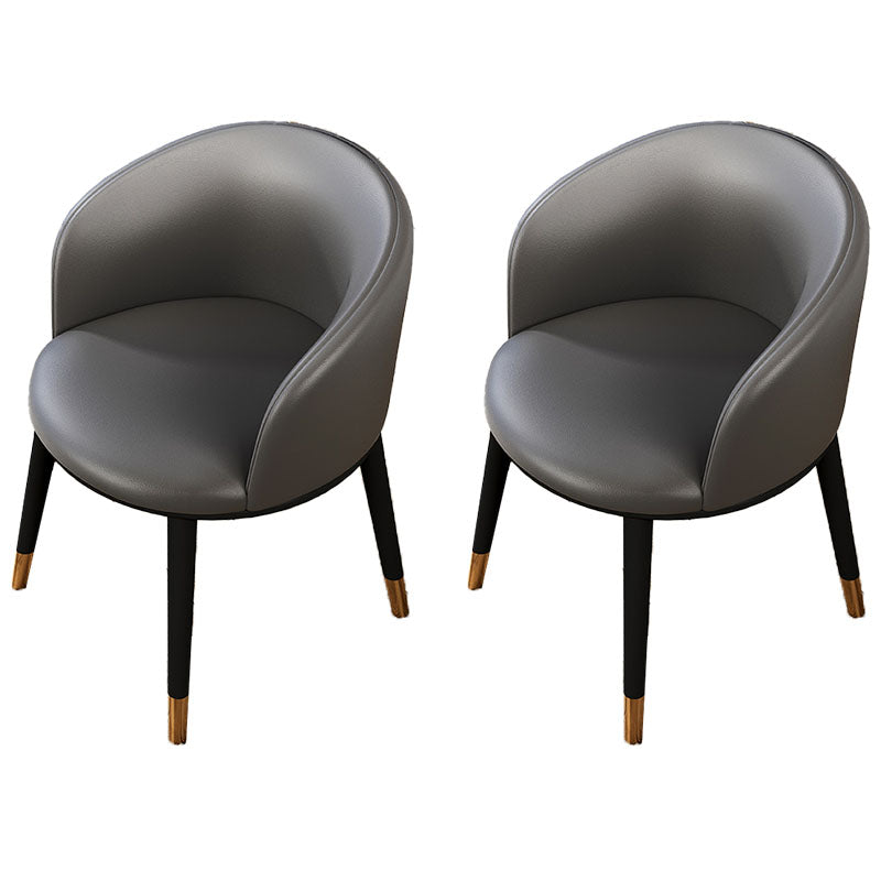 Contemporary Leather Home Arm Chair Solid Back Matte Finish Dining Chair Dark Gray 2 Piece Set Clearhalo ' kitchen&dining_furn' 'Dining Chairs' 'Dining Tables & Seating' 'dining_chair' 'furn' 'furn_dining_chair' 'Furniture' 'furniture_dining_chair' 'Kitchen & Dining Furniture' 'kitchen' 4457977