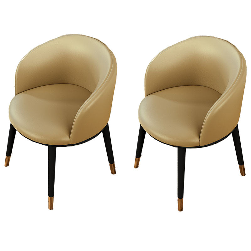 Contemporary Leather Home Arm Chair Solid Back Matte Finish Dining Chair Dark Khaki 2 Piece Set Clearhalo ' kitchen&dining_furn' 'Dining Chairs' 'Dining Tables & Seating' 'dining_chair' 'furn' 'furn_dining_chair' 'Furniture' 'furniture_dining_chair' 'Kitchen & Dining Furniture' 'kitchen' 4457979