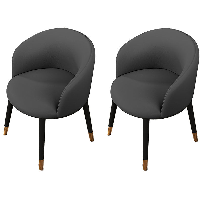 Contemporary Leather Home Arm Chair Solid Back Matte Finish Dining Chair Silver Gray 2 Piece Set Clearhalo ' kitchen&dining_furn' 'Dining Chairs' 'Dining Tables & Seating' 'dining_chair' 'furn' 'furn_dining_chair' 'Furniture' 'furniture_dining_chair' 'Kitchen & Dining Furniture' 'kitchen' 4457981