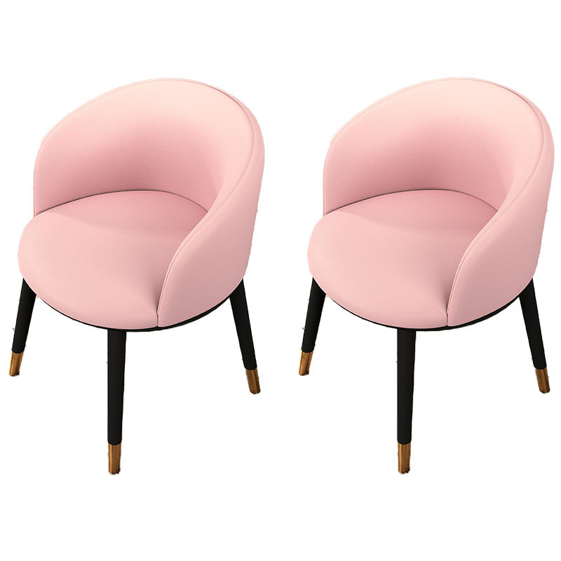 Contemporary Leather Home Arm Chair Solid Back Matte Finish Dining Chair Pink 2 Piece Set Clearhalo ' kitchen&dining_furn' 'Dining Chairs' 'Dining Tables & Seating' 'dining_chair' 'furn' 'furn_dining_chair' 'Furniture' 'furniture_dining_chair' 'Kitchen & Dining Furniture' 'kitchen' 4457984