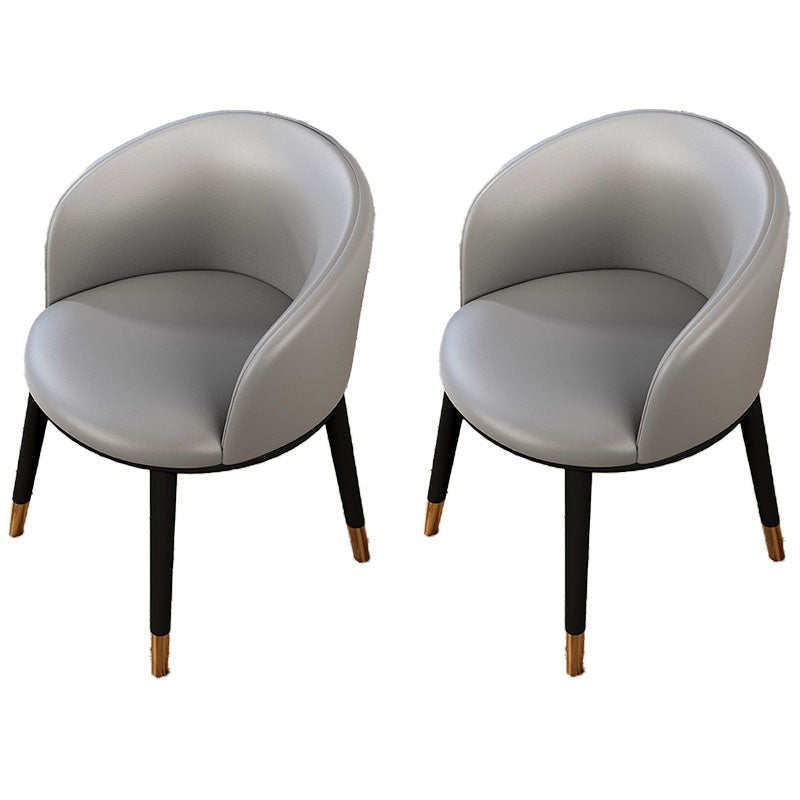Contemporary Leather Home Arm Chair Solid Back Matte Finish Dining Chair Pewter 2 Piece Set Clearhalo ' kitchen&dining_furn' 'Dining Chairs' 'Dining Tables & Seating' 'dining_chair' 'furn' 'furn_dining_chair' 'Furniture' 'furniture_dining_chair' 'Kitchen & Dining Furniture' 'kitchen' 4457987