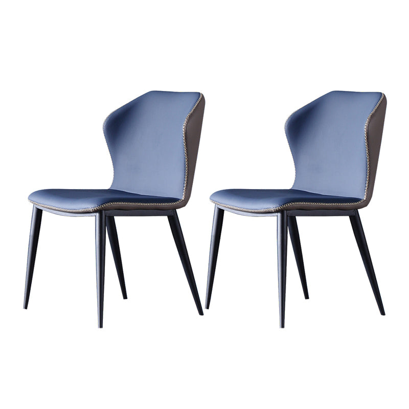 Contemporary Design Wingback Armless Side Chairs Leather Dining Side Chair Blue 2 Piece Set Clearhalo ' kitchen&dining_furn' 'Dining Chairs' 'Dining Tables & Seating' 'dining_chair' 'furn' 'furn_dining_chair' 'Furniture' 'furniture_dining_chair' 'Kitchen & Dining Furniture' 'kitchen' 4458026