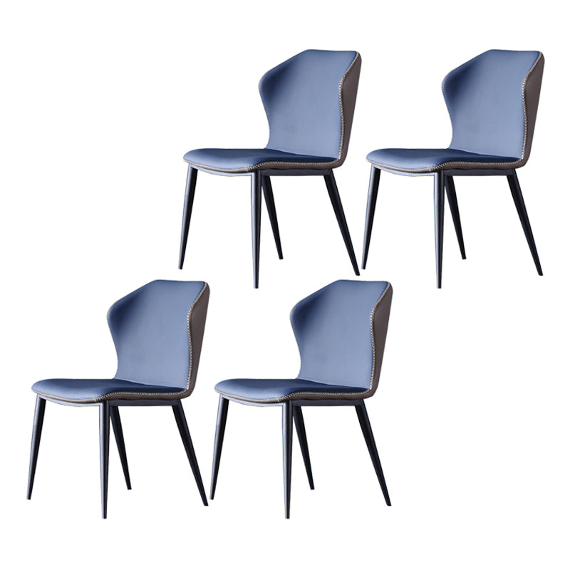 Contemporary Design Wingback Armless Side Chairs Leather Dining Side Chair Blue 4 Piece Set Clearhalo ' kitchen&dining_furn' 'Dining Chairs' 'Dining Tables & Seating' 'dining_chair' 'furn' 'furn_dining_chair' 'Furniture' 'furniture_dining_chair' 'Kitchen & Dining Furniture' 'kitchen' 4458028