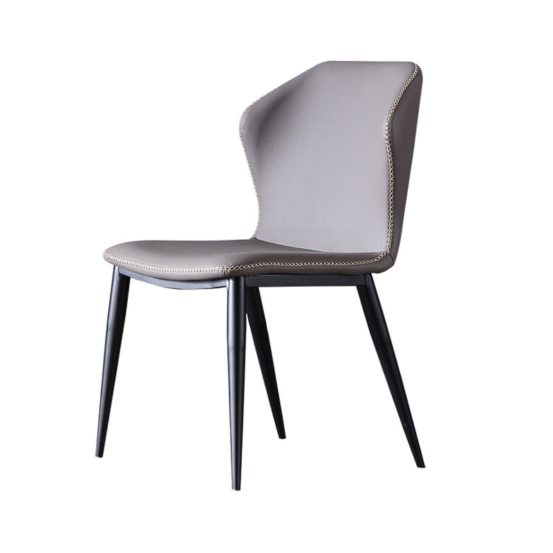 Contemporary Design Wingback Armless Side Chairs Leather Dining Side Chair Khaki 1 Piece Clearhalo ' kitchen&dining_furn' 'Dining Chairs' 'Dining Tables & Seating' 'dining_chair' 'furn' 'furn_dining_chair' 'Furniture' 'furniture_dining_chair' 'Kitchen & Dining Furniture' 'kitchen' 4458030