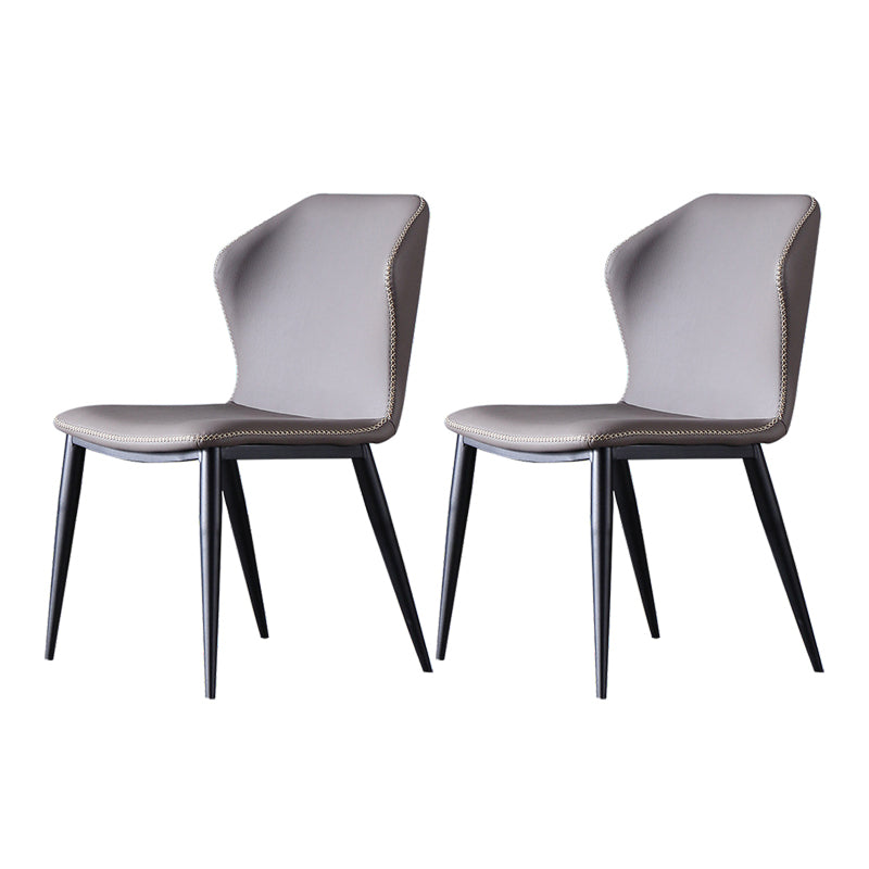 Contemporary Design Wingback Armless Side Chairs Leather Dining Side Chair Khaki 2 Piece Set Clearhalo ' kitchen&dining_furn' 'Dining Chairs' 'Dining Tables & Seating' 'dining_chair' 'furn' 'furn_dining_chair' 'Furniture' 'furniture_dining_chair' 'Kitchen & Dining Furniture' 'kitchen' 4458032