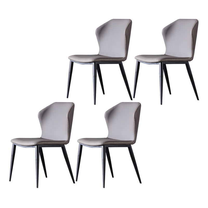 Contemporary Design Wingback Armless Side Chairs Leather Dining Side Chair Khaki 4 Piece Set Clearhalo ' kitchen&dining_furn' 'Dining Chairs' 'Dining Tables & Seating' 'dining_chair' 'furn' 'furn_dining_chair' 'Furniture' 'furniture_dining_chair' 'Kitchen & Dining Furniture' 'kitchen' 4458034