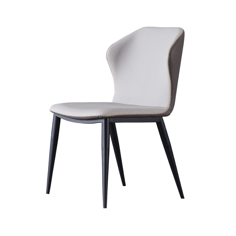 Contemporary Design Wingback Armless Side Chairs Leather Dining Side Chair Beige 1 Piece Clearhalo ' kitchen&dining_furn' 'Dining Chairs' 'Dining Tables & Seating' 'dining_chair' 'furn' 'furn_dining_chair' 'Furniture' 'furniture_dining_chair' 'Kitchen & Dining Furniture' 'kitchen' 4458036