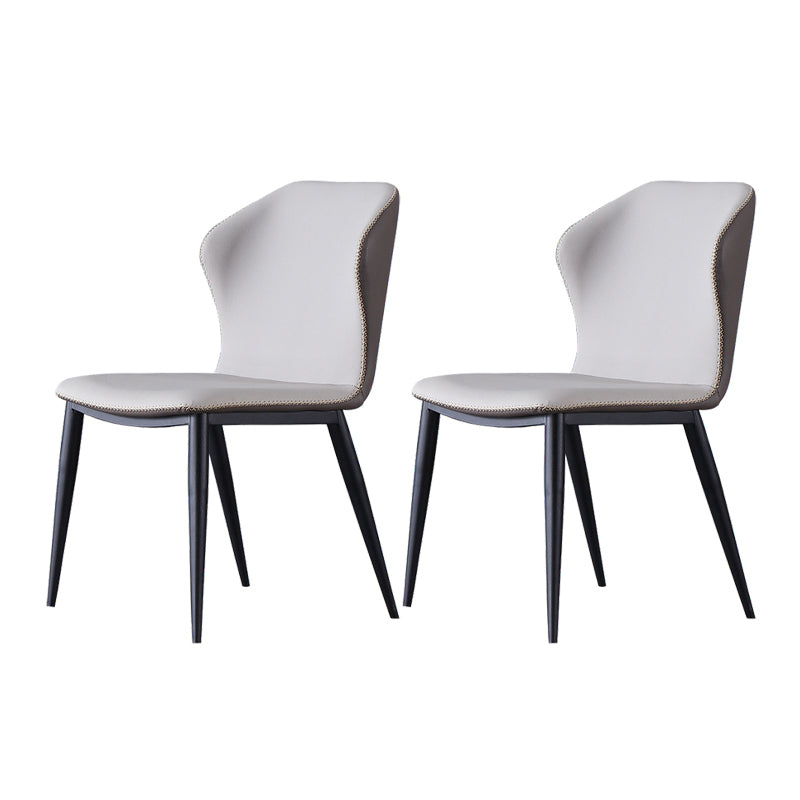 Contemporary Design Wingback Armless Side Chairs Leather Dining Side Chair Beige 2 Piece Set Clearhalo ' kitchen&dining_furn' 'Dining Chairs' 'Dining Tables & Seating' 'dining_chair' 'furn' 'furn_dining_chair' 'Furniture' 'furniture_dining_chair' 'Kitchen & Dining Furniture' 'kitchen' 4458039