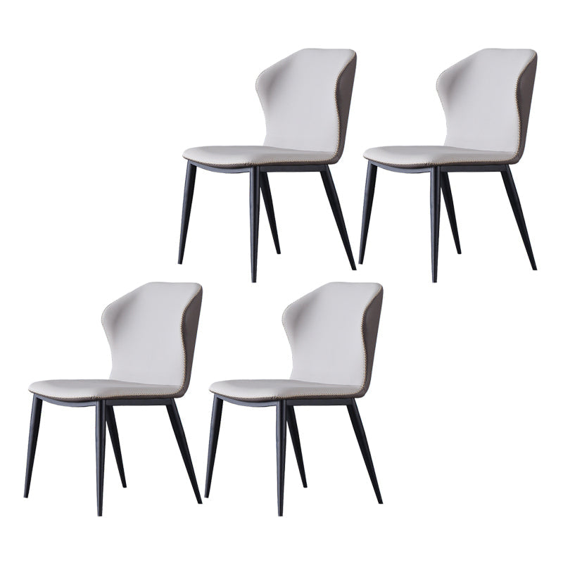Contemporary Design Wingback Armless Side Chairs Leather Dining Side Chair Beige 4 Piece Set Clearhalo ' kitchen&dining_furn' 'Dining Chairs' 'Dining Tables & Seating' 'dining_chair' 'furn' 'furn_dining_chair' 'Furniture' 'furniture_dining_chair' 'Kitchen & Dining Furniture' 'kitchen' 4458040