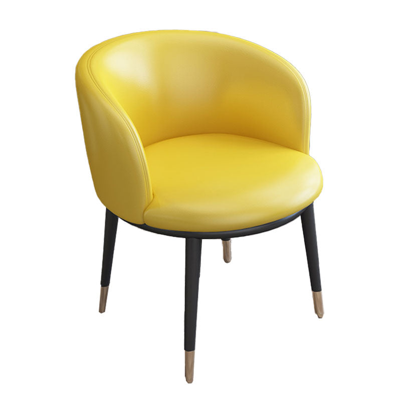 Contemporary Home Leather Arm Chair Solid Back Matte Finish Dining Chair Yellow 1 Piece Clearhalo ' kitchen&dining_furn' 'Dining Chairs' 'Dining Tables & Seating' 'dining_chair' 'furn' 'furn_dining_chair' 'Furniture' 'furniture_dining_chair' 'Kitchen & Dining Furniture' 'kitchen' 4458049