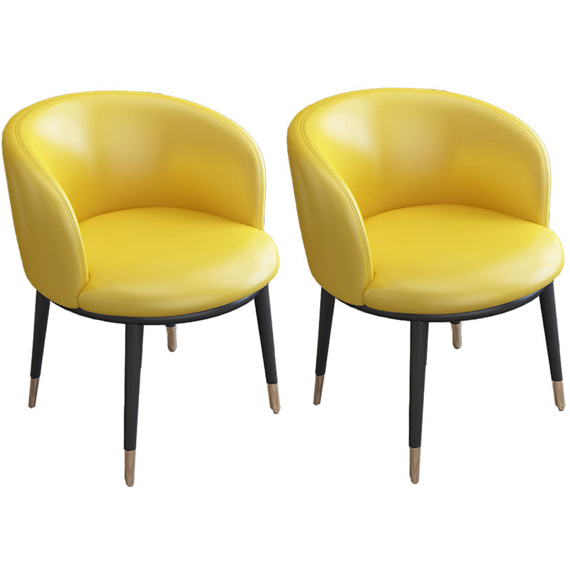 Contemporary Home Leather Arm Chair Solid Back Matte Finish Dining Chair Yellow 2 Piece Set Clearhalo ' kitchen&dining_furn' 'Dining Chairs' 'Dining Tables & Seating' 'dining_chair' 'furn' 'furn_dining_chair' 'Furniture' 'furniture_dining_chair' 'Kitchen & Dining Furniture' 'kitchen' 4458051