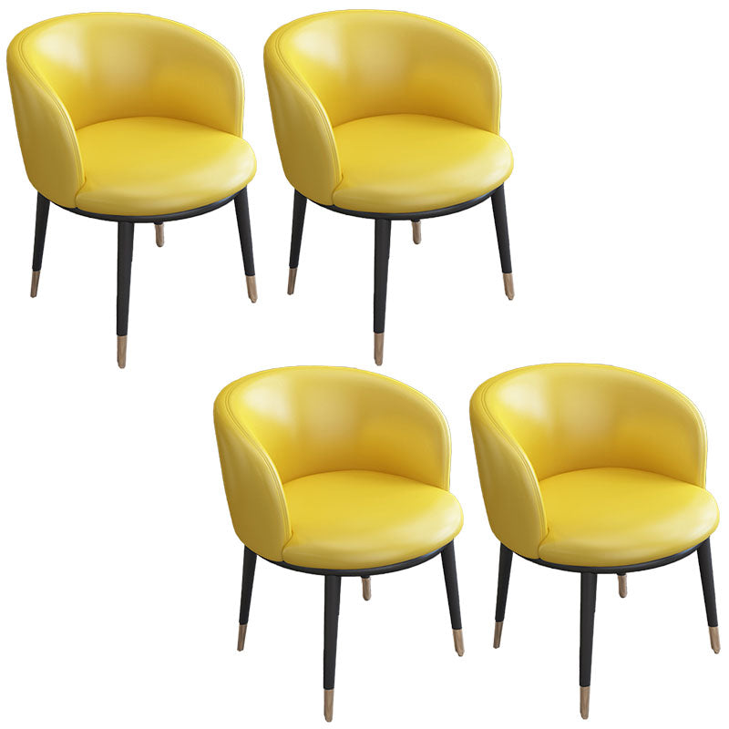 Contemporary Home Leather Arm Chair Solid Back Matte Finish Dining Chair Yellow 4 Piece Set Clearhalo ' kitchen&dining_furn' 'Dining Chairs' 'Dining Tables & Seating' 'dining_chair' 'furn' 'furn_dining_chair' 'Furniture' 'furniture_dining_chair' 'Kitchen & Dining Furniture' 'kitchen' 4458053