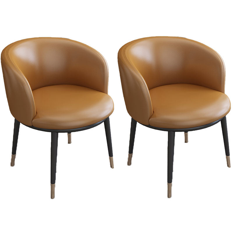 Contemporary Home Leather Arm Chair Solid Back Matte Finish Dining Chair Brown 2 Piece Set Clearhalo ' kitchen&dining_furn' 'Dining Chairs' 'Dining Tables & Seating' 'dining_chair' 'furn' 'furn_dining_chair' 'Furniture' 'furniture_dining_chair' 'Kitchen & Dining Furniture' 'kitchen' 4458057
