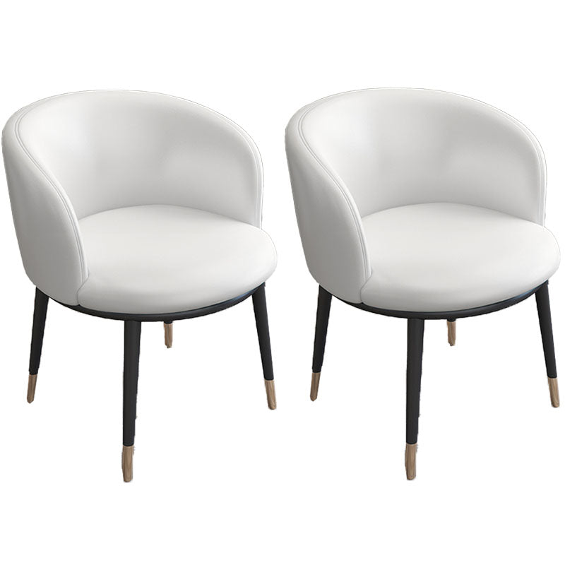 Contemporary Home Leather Arm Chair Solid Back Matte Finish Dining Chair White 2 Piece Set Clearhalo ' kitchen&dining_furn' 'Dining Chairs' 'Dining Tables & Seating' 'dining_chair' 'furn' 'furn_dining_chair' 'Furniture' 'furniture_dining_chair' 'Kitchen & Dining Furniture' 'kitchen' 4458060