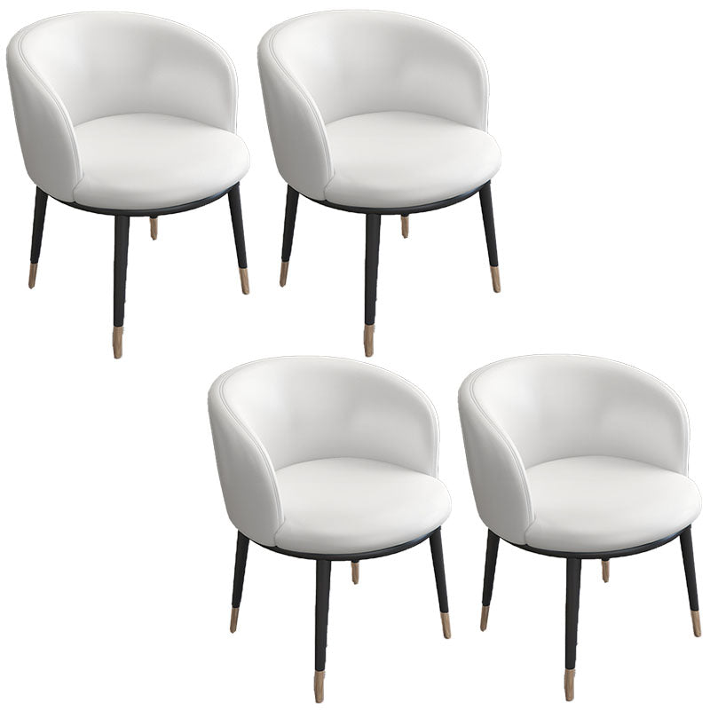Contemporary Home Leather Arm Chair Solid Back Matte Finish Dining Chair White 4 Piece Set Clearhalo ' kitchen&dining_furn' 'Dining Chairs' 'Dining Tables & Seating' 'dining_chair' 'furn' 'furn_dining_chair' 'Furniture' 'furniture_dining_chair' 'Kitchen & Dining Furniture' 'kitchen' 4458061