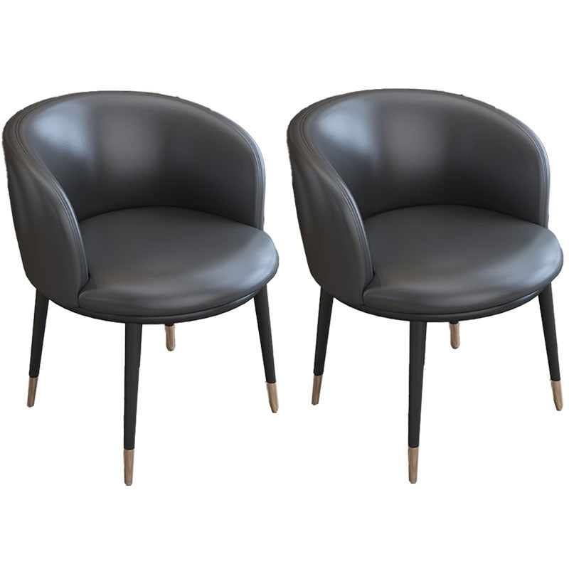 Contemporary Home Leather Arm Chair Solid Back Matte Finish Dining Chair Smoke Gray 2 Piece Set Clearhalo ' kitchen&dining_furn' 'Dining Chairs' 'Dining Tables & Seating' 'dining_chair' 'furn' 'furn_dining_chair' 'Furniture' 'furniture_dining_chair' 'Kitchen & Dining Furniture' 'kitchen' 4458063