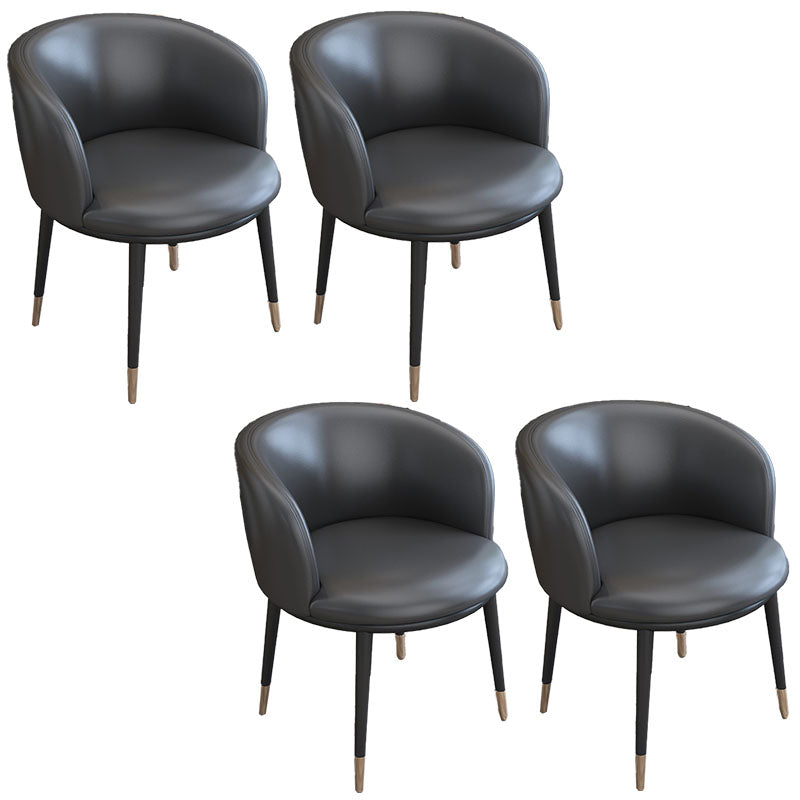 Contemporary Home Leather Arm Chair Solid Back Matte Finish Dining Chair Smoke Gray 4 Piece Set Clearhalo ' kitchen&dining_furn' 'Dining Chairs' 'Dining Tables & Seating' 'dining_chair' 'furn' 'furn_dining_chair' 'Furniture' 'furniture_dining_chair' 'Kitchen & Dining Furniture' 'kitchen' 4458064