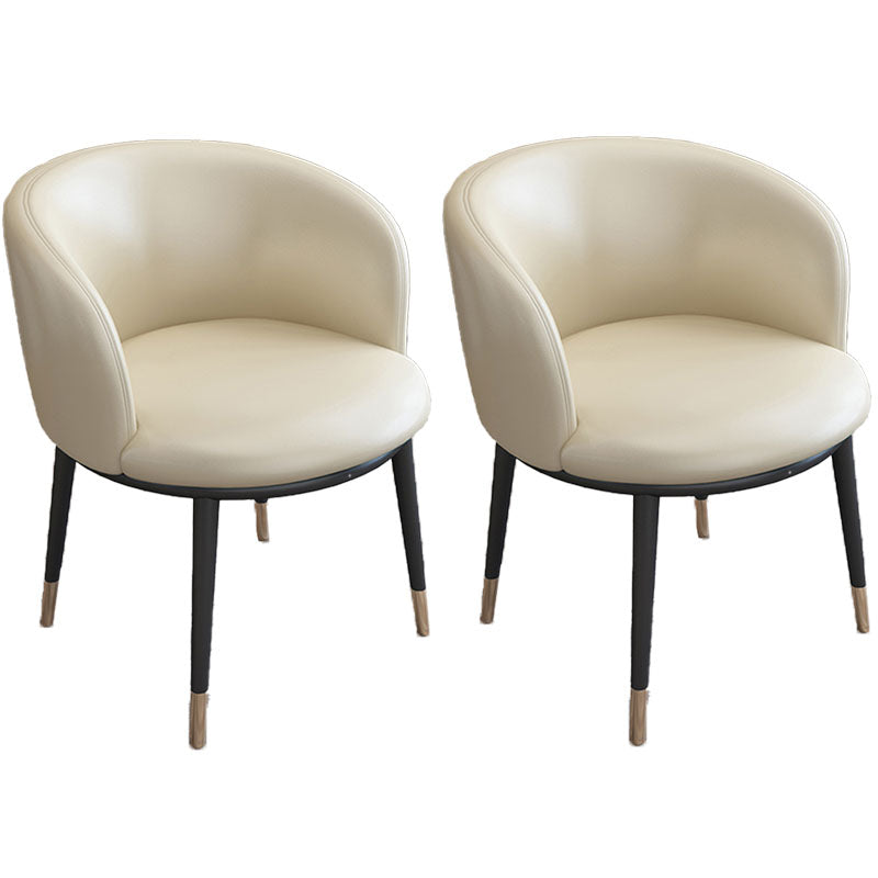 Contemporary Home Leather Arm Chair Solid Back Matte Finish Dining Chair Beige 2 Piece Set Clearhalo ' kitchen&dining_furn' 'Dining Chairs' 'Dining Tables & Seating' 'dining_chair' 'furn' 'furn_dining_chair' 'Furniture' 'furniture_dining_chair' 'Kitchen & Dining Furniture' 'kitchen' 4458069