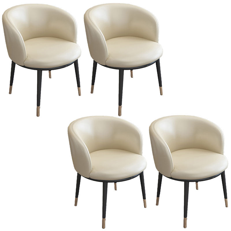Contemporary Home Leather Arm Chair Solid Back Matte Finish Dining Chair Beige 4 Piece Set Clearhalo ' kitchen&dining_furn' 'Dining Chairs' 'Dining Tables & Seating' 'dining_chair' 'furn' 'furn_dining_chair' 'Furniture' 'furniture_dining_chair' 'Kitchen & Dining Furniture' 'kitchen' 4458070