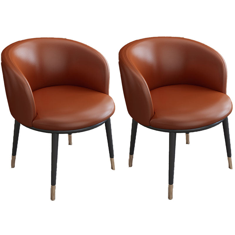 Contemporary Home Leather Arm Chair Solid Back Matte Finish Dining Chair Red Brown 2 Piece Set Clearhalo ' kitchen&dining_furn' 'Dining Chairs' 'Dining Tables & Seating' 'dining_chair' 'furn' 'furn_dining_chair' 'Furniture' 'furniture_dining_chair' 'Kitchen & Dining Furniture' 'kitchen' 4458078