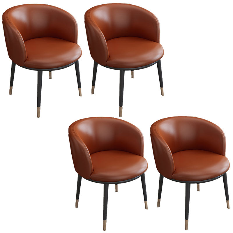 Contemporary Home Leather Arm Chair Solid Back Matte Finish Dining Chair Red Brown 4 Piece Set Clearhalo ' kitchen&dining_furn' 'Dining Chairs' 'Dining Tables & Seating' 'dining_chair' 'furn' 'furn_dining_chair' 'Furniture' 'furniture_dining_chair' 'Kitchen & Dining Furniture' 'kitchen' 4458079