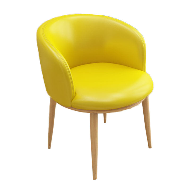 Contemporary Home Leather Arm Chair Solid Back Matte Finish Dining Chair Natural Wood Yellow 1 Piece Clearhalo ' kitchen&dining_furn' 'Dining Chairs' 'Dining Tables & Seating' 'dining_chair' 'furn' 'furn_dining_chair' 'Furniture' 'furniture_dining_chair' 'Kitchen & Dining Furniture' 'kitchen' 4458092
