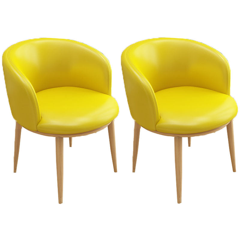 Contemporary Home Leather Arm Chair Solid Back Matte Finish Dining Chair Natural Wood Yellow 2 Piece Set Clearhalo ' kitchen&dining_furn' 'Dining Chairs' 'Dining Tables & Seating' 'dining_chair' 'furn' 'furn_dining_chair' 'Furniture' 'furniture_dining_chair' 'Kitchen & Dining Furniture' 'kitchen' 4458093