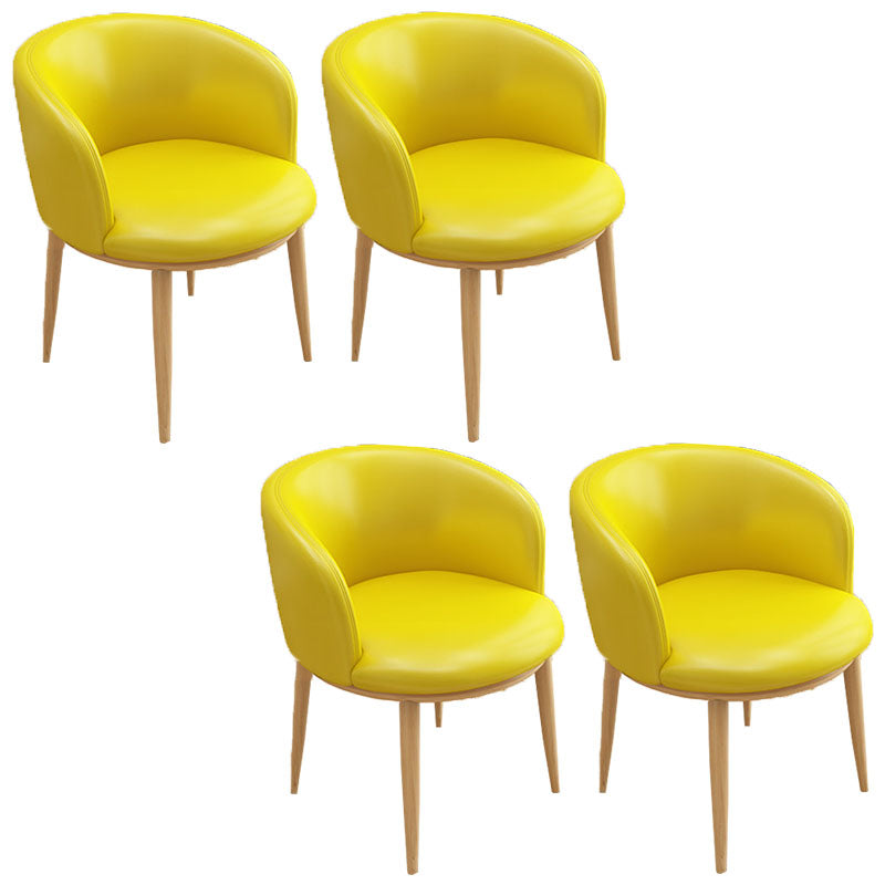 Contemporary Home Leather Arm Chair Solid Back Matte Finish Dining Chair Natural Wood Yellow 4 Piece Set Clearhalo ' kitchen&dining_furn' 'Dining Chairs' 'Dining Tables & Seating' 'dining_chair' 'furn' 'furn_dining_chair' 'Furniture' 'furniture_dining_chair' 'Kitchen & Dining Furniture' 'kitchen' 4458094