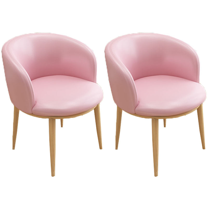 Contemporary Home Leather Arm Chair Solid Back Matte Finish Dining Chair Pink 2 Piece Set Clearhalo ' kitchen&dining_furn' 'Dining Chairs' 'Dining Tables & Seating' 'dining_chair' 'furn' 'furn_dining_chair' 'Furniture' 'furniture_dining_chair' 'Kitchen & Dining Furniture' 'kitchen' 4458099
