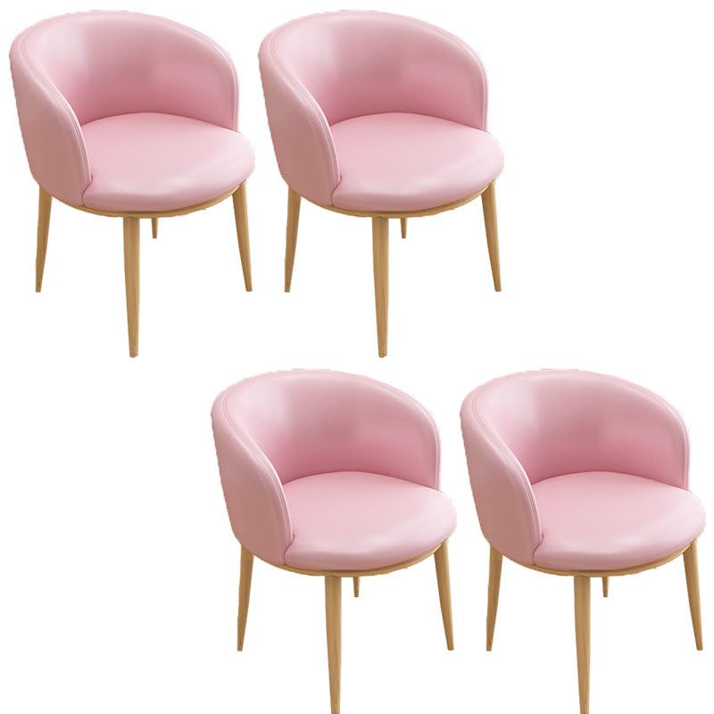 Contemporary Home Leather Arm Chair Solid Back Matte Finish Dining Chair Pink 4 Piece Set Clearhalo ' kitchen&dining_furn' 'Dining Chairs' 'Dining Tables & Seating' 'dining_chair' 'furn' 'furn_dining_chair' 'Furniture' 'furniture_dining_chair' 'Kitchen & Dining Furniture' 'kitchen' 4458100