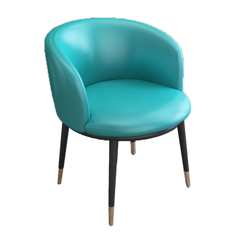 Contemporary Home Leather Arm Chair Solid Back Matte Finish Dining Chair Peacock Blue 1 Piece Clearhalo ' kitchen&dining_furn' 'Dining Chairs' 'Dining Tables & Seating' 'dining_chair' 'furn' 'furn_dining_chair' 'Furniture' 'furniture_dining_chair' 'Kitchen & Dining Furniture' 'kitchen' 4458107