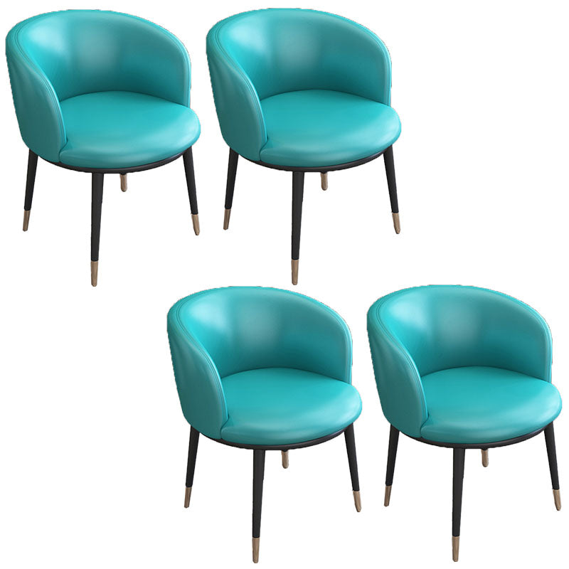 Contemporary Home Leather Arm Chair Solid Back Matte Finish Dining Chair Peacock Blue 4 Piece Set Clearhalo ' kitchen&dining_furn' 'Dining Chairs' 'Dining Tables & Seating' 'dining_chair' 'furn' 'furn_dining_chair' 'Furniture' 'furniture_dining_chair' 'Kitchen & Dining Furniture' 'kitchen' 4458109