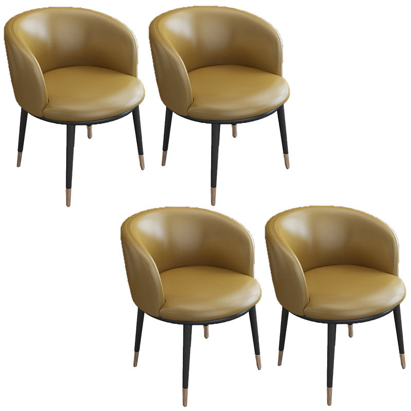 Contemporary Home Leather Arm Chair Solid Back Matte Finish Dining Chair Khaki 4 Piece Set Clearhalo ' kitchen&dining_furn' 'Dining Chairs' 'Dining Tables & Seating' 'dining_chair' 'furn' 'furn_dining_chair' 'Furniture' 'furniture_dining_chair' 'Kitchen & Dining Furniture' 'kitchen' 4458115