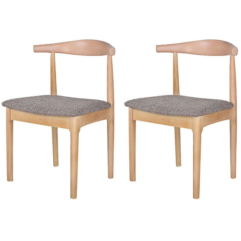 Scandinavian Rubberwood Open Back Side Chair Walnut Upholstered Dining Chair Coffee 2 Piece Set Natural Wood Clearhalo ' kitchen&dining_furn' 'Dining Chairs' 'Dining Tables & Seating' 'dining_chair' 'furn' 'furn_dining_chair' 'Furniture' 'furniture_dining_chair' 'Kitchen & Dining Furniture' 'kitchen' 4458162